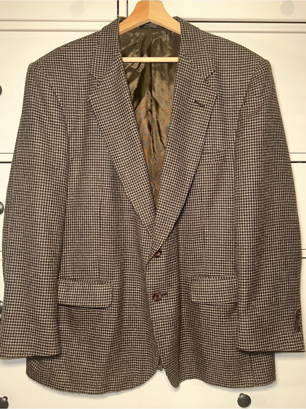 Vintage Towncraft Men’s Brown Houndstooth Wool Blend Blazer Sport Coat Size 44L